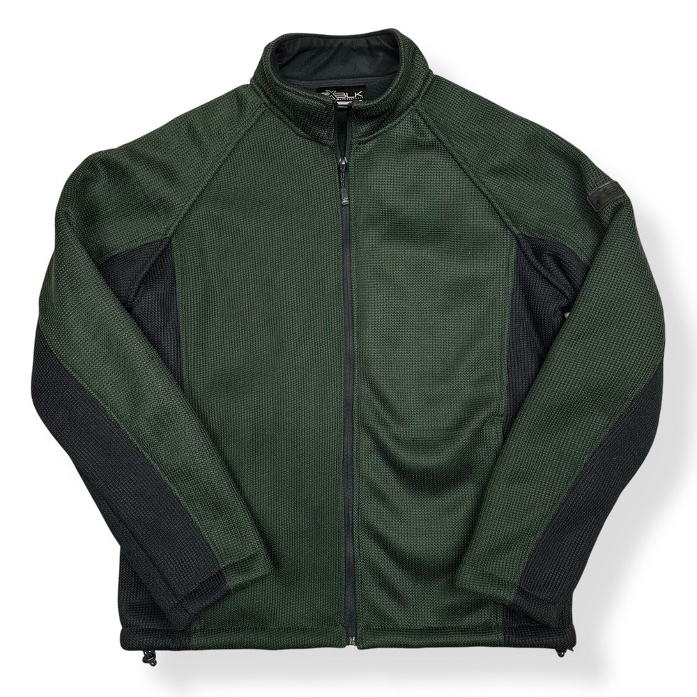 Zeroxposur ZXBLK Black & Green Jacket Men's Cable Knit Medium‎ Fleece Full Zip